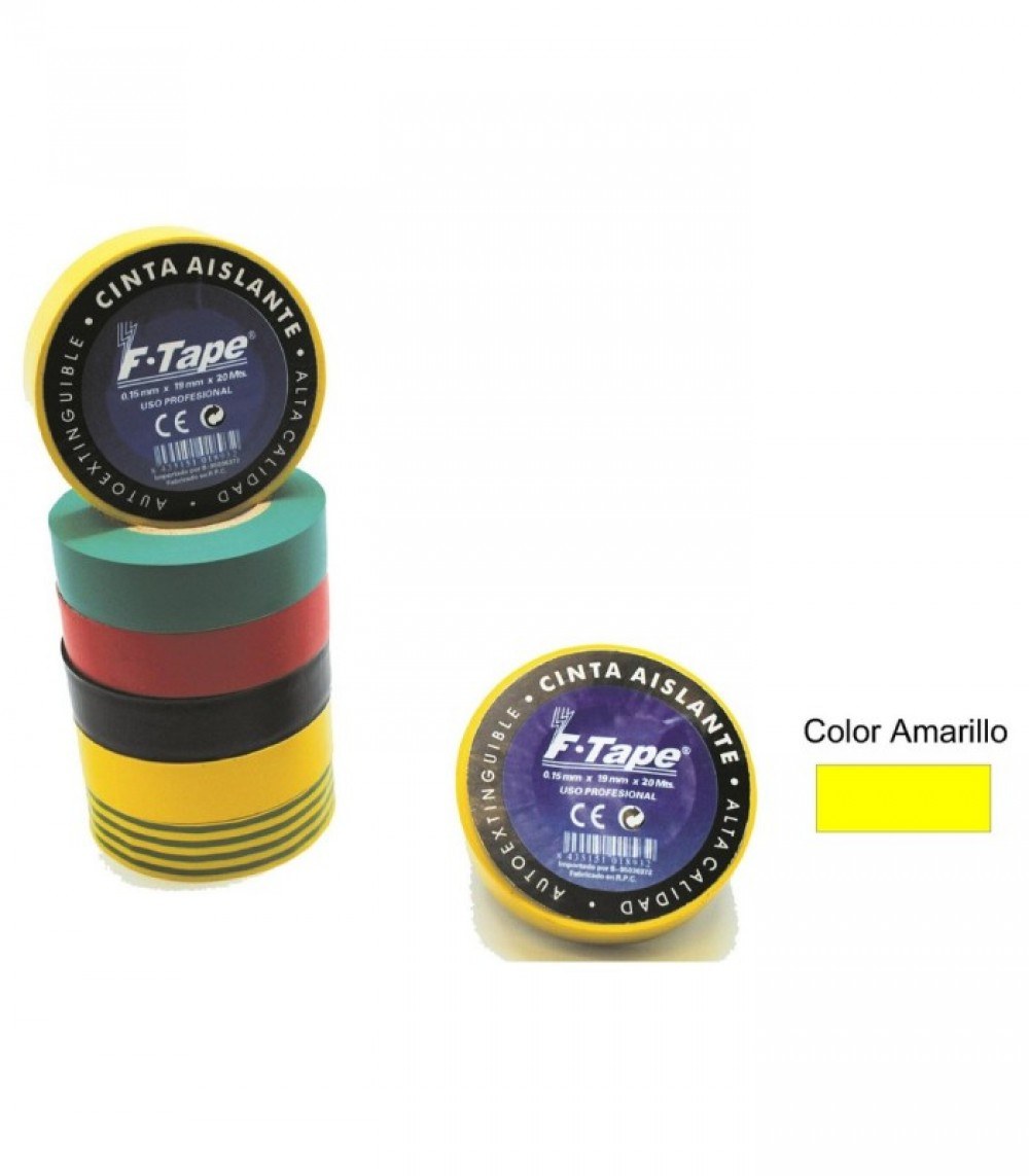 Cinta aislante Electrobilsa 10 m × 19 mm, verde, roja, azul o amarilla