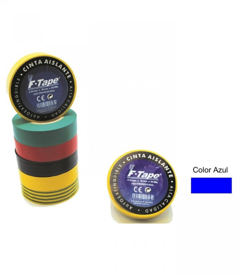 Cinta aislante Electrobilsa 10 m × 19 mm, verde, roja, azul o amarilla