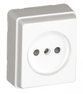 Base de enchufe 2P sin toma de tierra con protección infantil Efapel serie 3700 de superficie