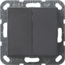 Doble interruptor de pulsación Gira E2 plano antracita – ref. 312500 + 349528