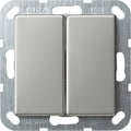 Doble interruptor de pulsación Gira E2 plano acero inoxidable – ref. 312500 + 3495600