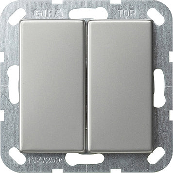 Doble conmutador de pulsación Gira E2 plano acero inoxidable – ref. 312800 + 3495600