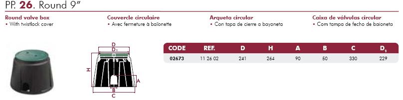 Arqueta circular de 9" con tapa de bayoneta Cepex 02673