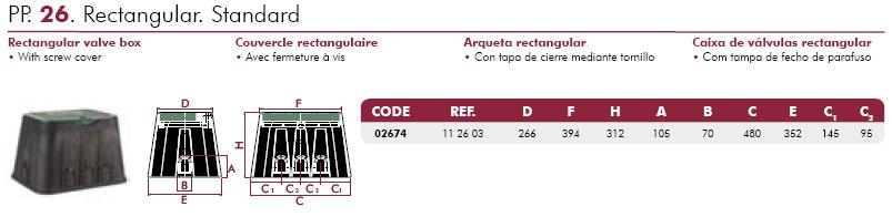 Arqueta rectangular estándar con tornillo Cepex 02674