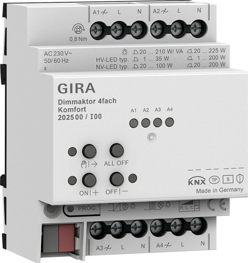 Actuador de regulación de 4 elementos Komfort para KNX 4 x 225 W/VA Gira – ref. 202500
