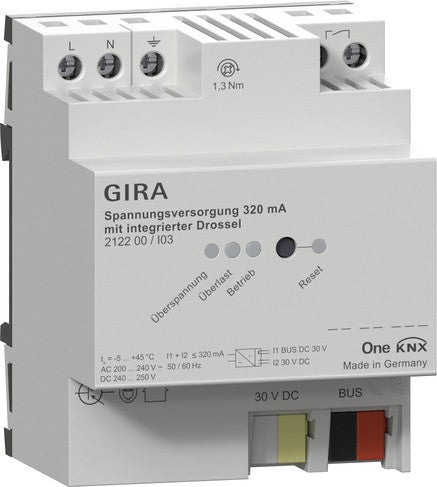 Alimentación eléctrica de 320 mA con bobina de choke integrada para Gira One y KNX Gira – ref. 212200