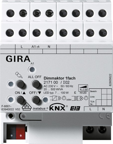 Actuador de regulación de 1 elemento para KNX 20 – 500 W/VA Gira – ref. 217100