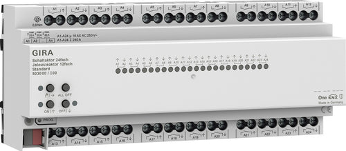 Actuador de conmutación de 24 elementos 16 A / actuador de persianas de 12 elementos 16 A Standard para Gira One y KNX Gira – ref. 503000