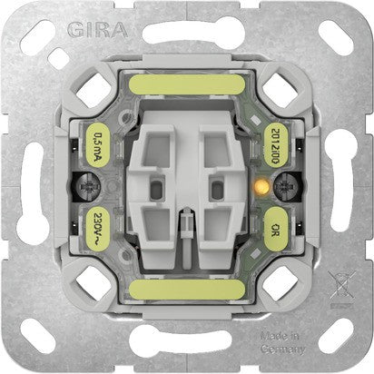Interruptor-conmutador con piloto luminoso Gira F100 blanco brillo – ref. 311600 + 329070