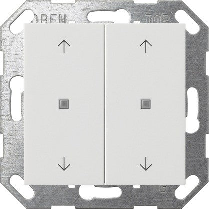 Pulsador con tecla basculante de 2 elementos y símbolos de flecha para Gira One y KNX System 55 Gira – 8 colores
