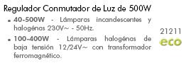 Regulador conmutador 500 W Efapel Mec 21 – ref. 21211