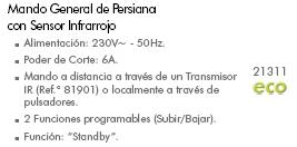 Mando general de persianas con infrarrojos Efapel Mec 21 – ref. 21311