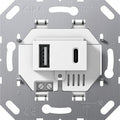 Cargador USB doble tipo A/C Gira F100 blanco brillo – ref. 234900 + 0276112