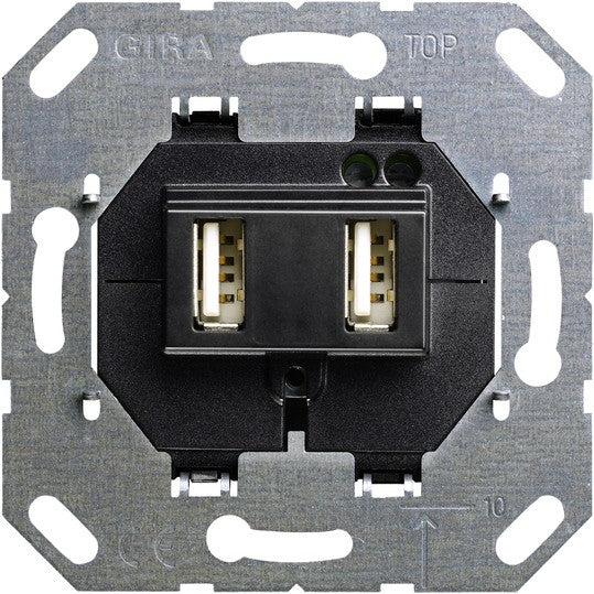 Cargador USB doble tipo A/A Gira Standard 55 blanco brillo, blanco mate o crema – mecanismo + tapa