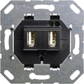 Cargador USB doble tipo A/A Gira E2 negro mate o gris mate – mecanismo + tapa