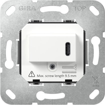 Cargador USB-C Power Delivery 65 W Gira E2 blanco brillo – ref. 236200 + 037603