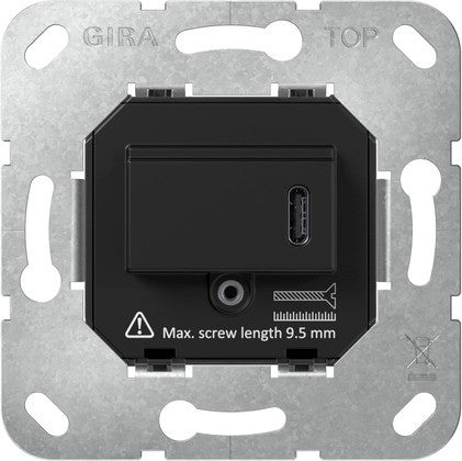 Cargador USB-C Power Delivery 65 W Gira E2 aluminio – ref. 236300 + 037626