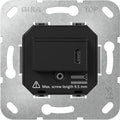 Cargador USB-C Power Delivery 65 W Gira E2 negro mate o gris mate – mecanismo + tapa