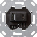 Cargador USB doble tipo A/C Gira E2 negro mate o gris mate – mecanismo + tapa