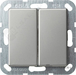 Doble conmutador basculante Gira E2 acero inoxidable – ref. 310800 + 3295600