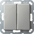 Doble conmutador de pulsación Gira E2 acero inoxidable – ref. 312800 + 3295600