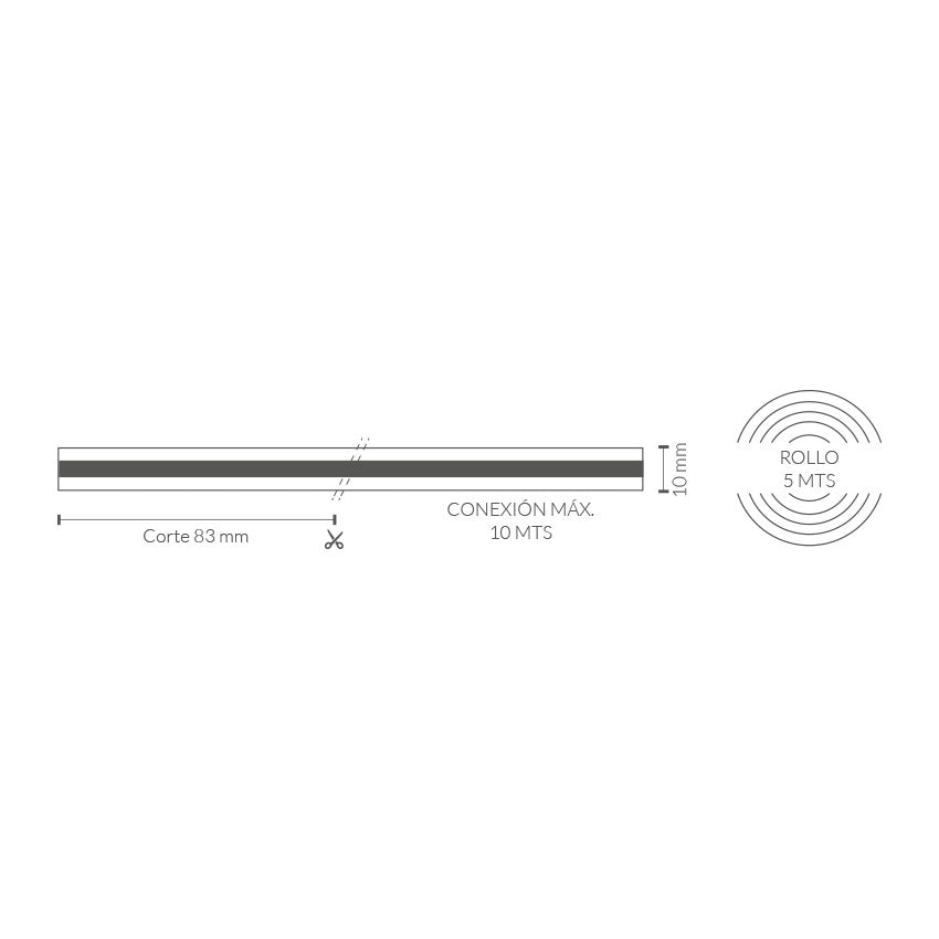 Tira LED COB IC Magic Strip LDV 24 V de 11 W/m IP20, rollo de 5 m