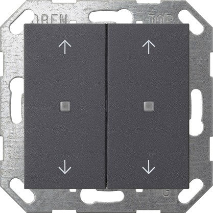 Pulsador con tecla basculante de 2 elementos y símbolos de flecha para Gira One y KNX System 55 Gira – 8 colores