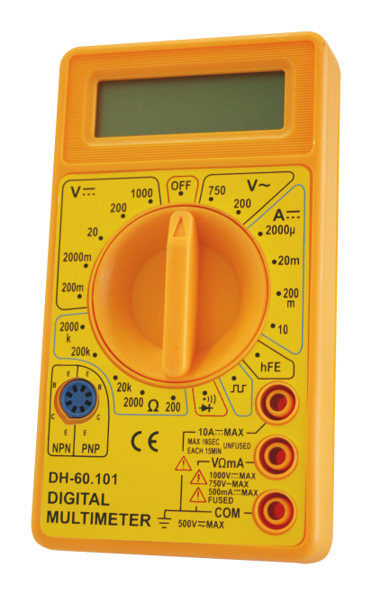 Multímetro digital Electro DH 60.101, 600 V y 10 A con prueba de transistores