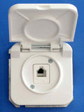 Toma de teléfono estanca IP44 con tapa Ceese serie 800 blanco