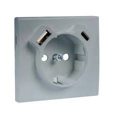 Tapa para base schuko con USB A y USB C Logus 90 aluminio Efapel – ref. 90630TAL
