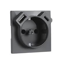 Tapa para base schuko con USB A y USB C Logus 90 grafito Efapel – ref. 90630TIS
