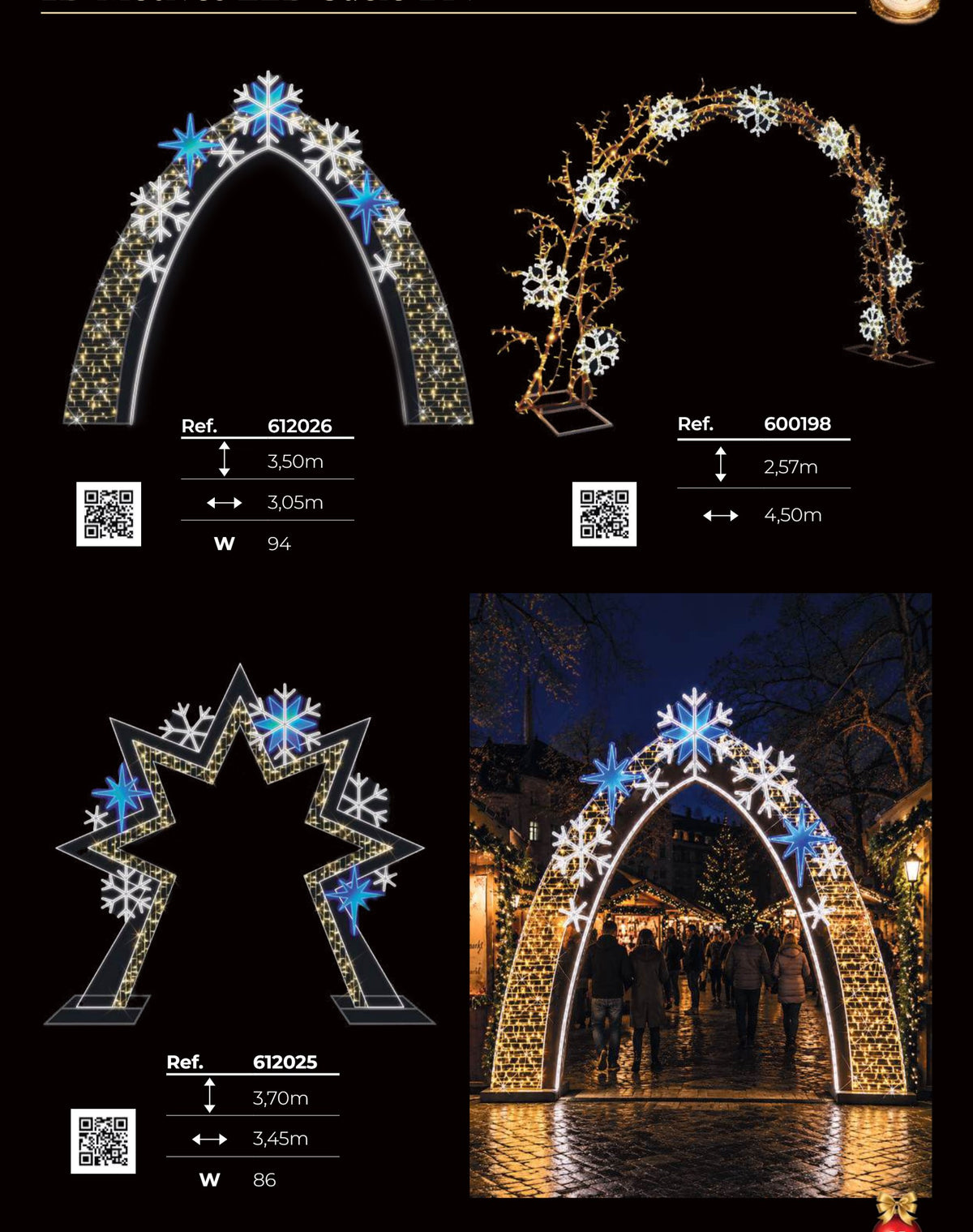 Arcos y motivos LED 2D de suelo de 24 V, hasta 4,50 m