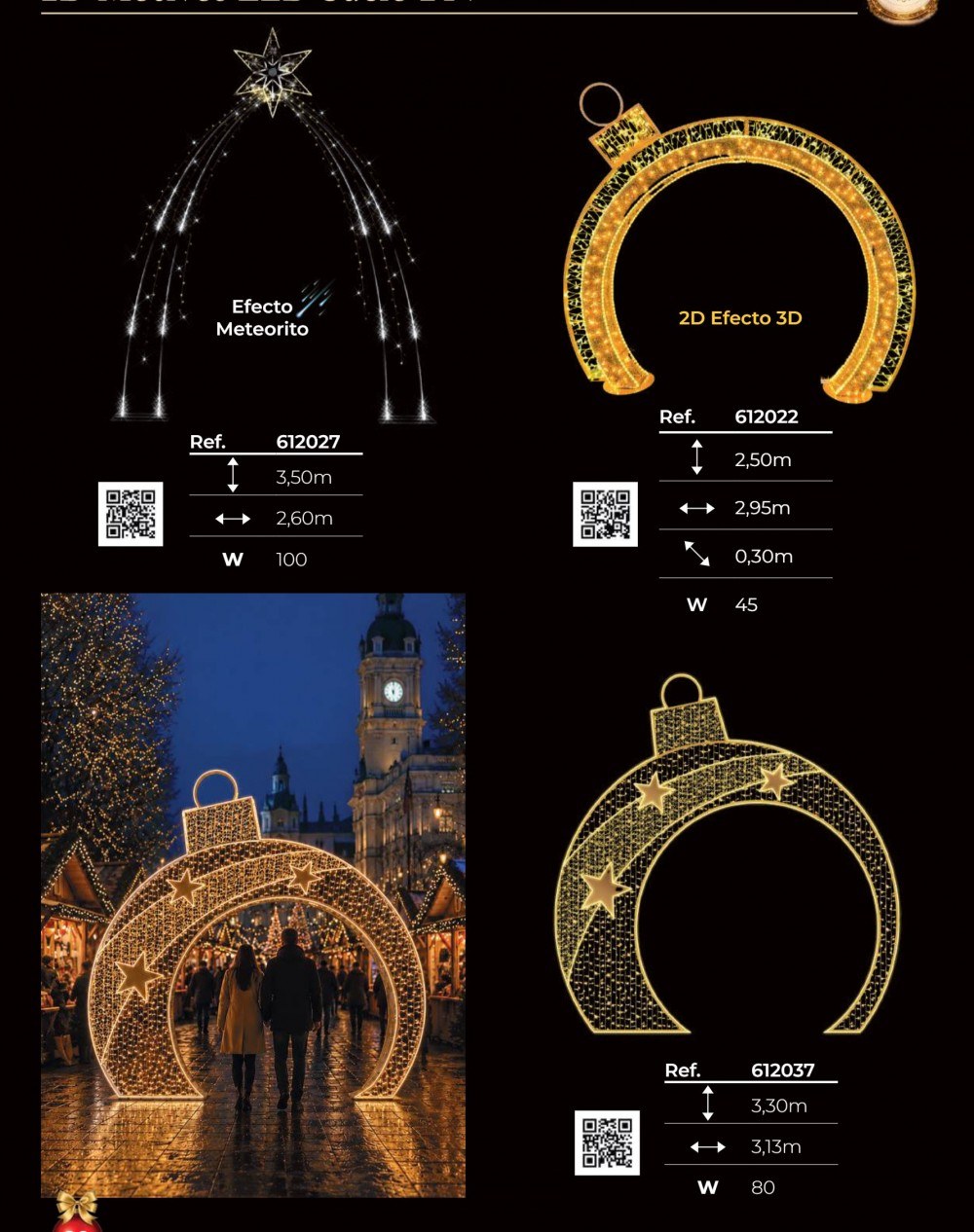 Arcos y motivos LED 2D de suelo de 24 V, hasta 4,50 m