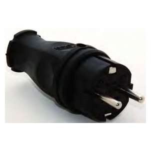 Clavija schuko de goma Aparelec IP44 16 A 2P+T negra