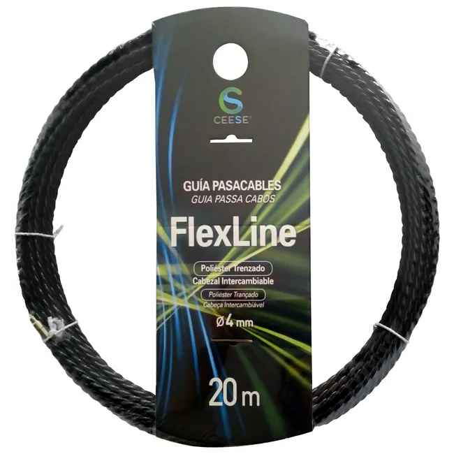 Guía pasacables Ceese de poliéster triple trenza 4 mm, 20 m, negra