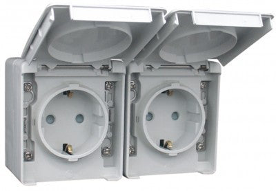 Doble base de enchufe schuko horizontal Efapel serie Estanca 48 IP65