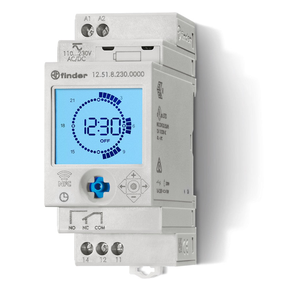 Interruptor horario digital Finder 12.51, diario/semanal, 16 A