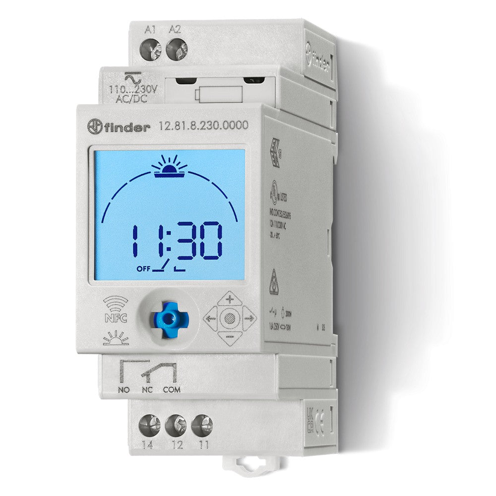 Interruptor horario astronómico Finder 12.81, 1 contacto 16 A, NFC