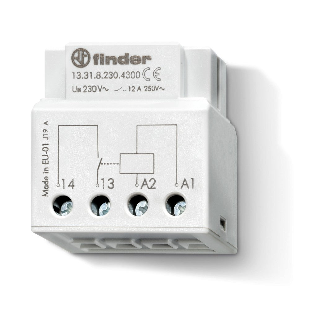 Relé monoestable Finder 13.31, 1 contacto NA 12 A, bobina 230 V CA