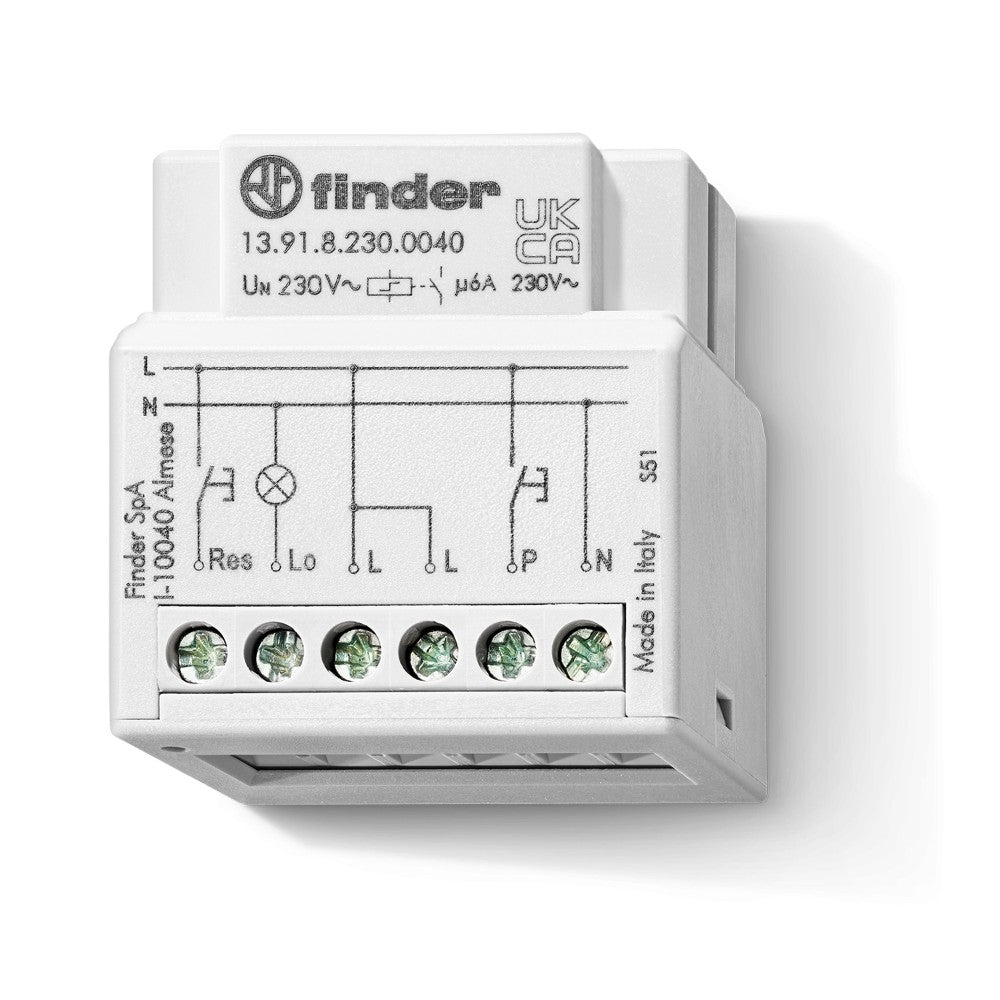Telerruptor electrónico Finder 13.91, 1 contacto NA 6 A, 230 V CA