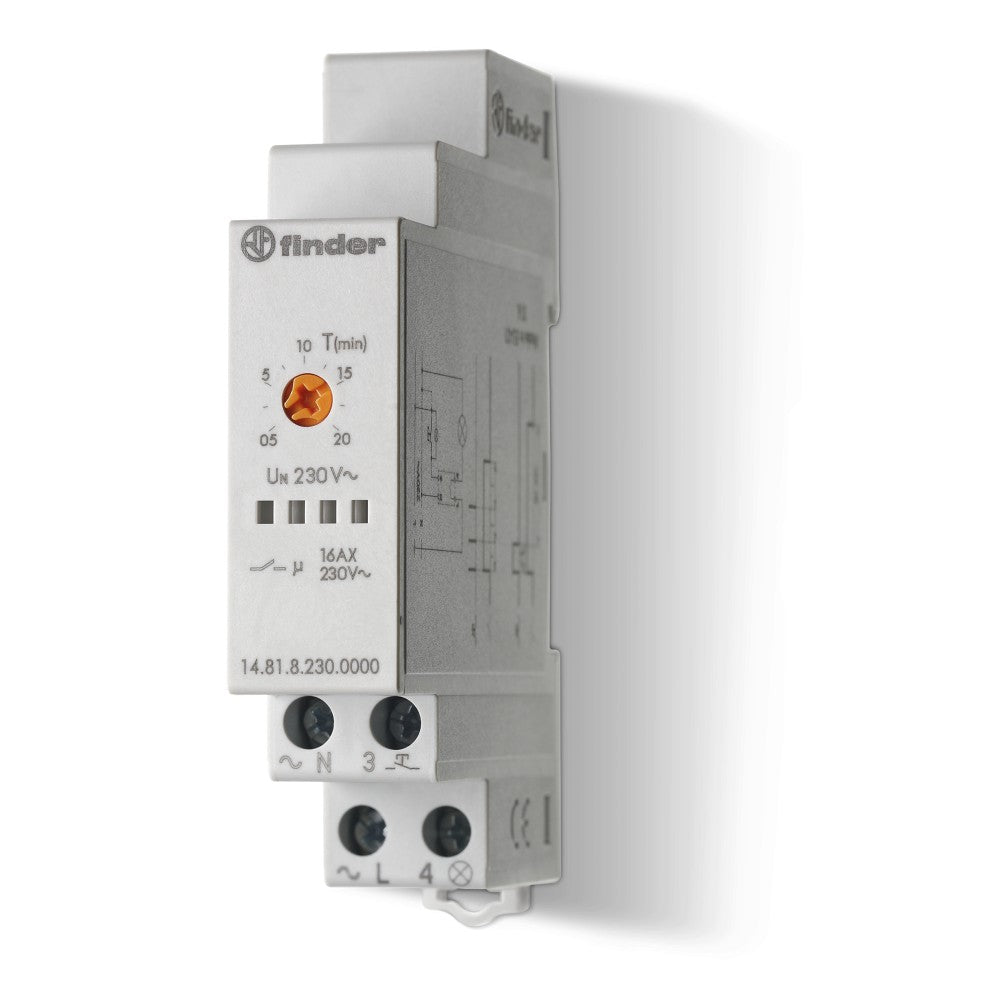 Minutero de escalera Finder 14.81, monofunción 16 A, 230 V CA