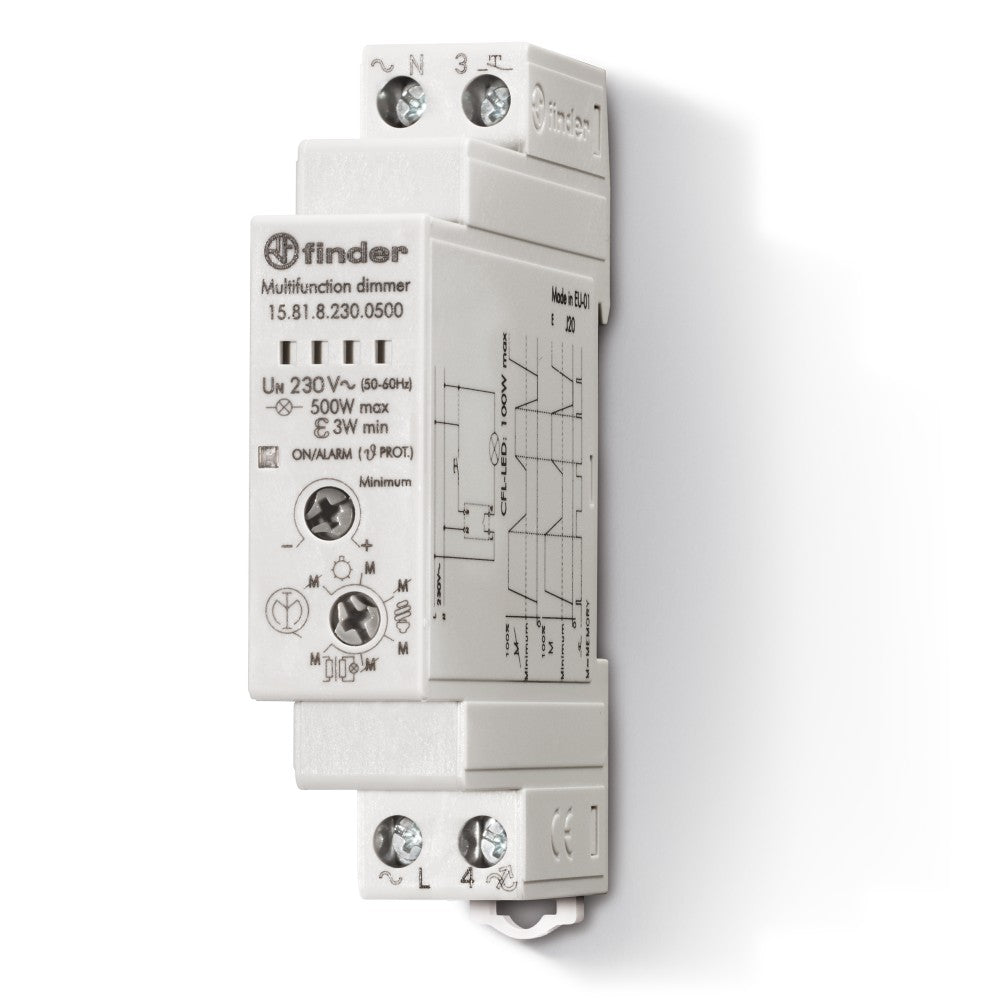 Dimmer electrónico multifunción Finder 15.81, 3-500 W, 230 V CA