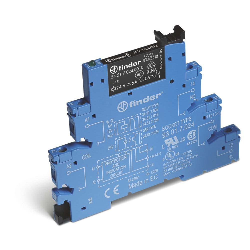 Relé de interfaz Finder 38.51, 1 contacto conmutado 6 A, 24 V CC