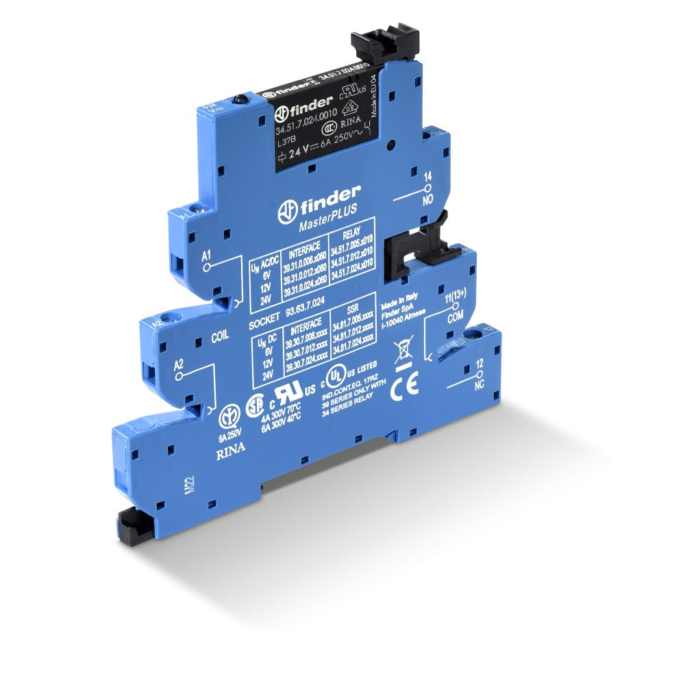 Módulo relé de interfaz Finder 39.31, 1 contacto 6 A, 24-240 V CA/CC