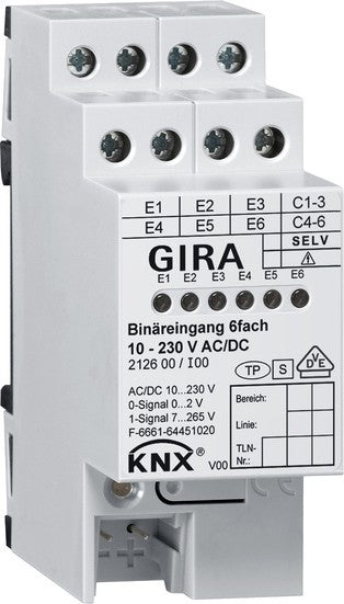Entrada binaria de 6 elementos 10 - 230 V CA/CC para KNX Gira – ref. 212600