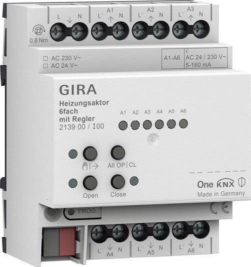 Actuador de calefacción de 6 elementos con regulador para Gira One y KNX Gira – ref. 213900