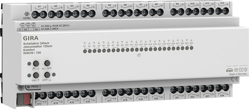 Actuador de conmutación de 24 elementos 16 A / actuador de persianas de 12 elementos 16 A Komfort para KNX Gira – ref. 504000
