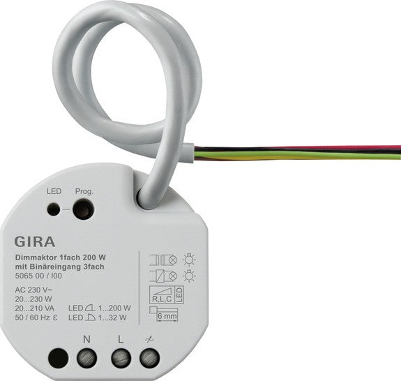 Actuador de regulación de 1 elemento de 200 W con entrada binaria de 3 elementos para Gira One y KNX Gira – ref. 506500
