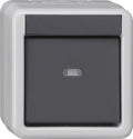 Acoplador de bus de pulsador montaje en superficie protegido del agua, de 1 elemento con visor de control y mando de 1 punto, para KNX Gira – ref. 515130