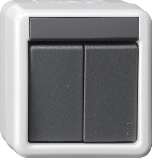 Acoplador de bus de pulsador montaje en superficie protegido del agua de 1 elementos, con mando de 2 puntos para KNX Gira – ref. 516130